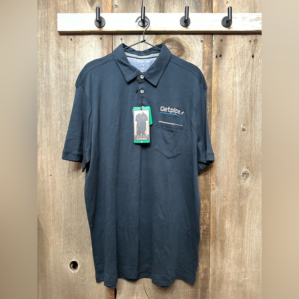 Tahari Fine Cotton Interlock Embroidered Polo Shirt in Dark Blue Size XL Men’s
